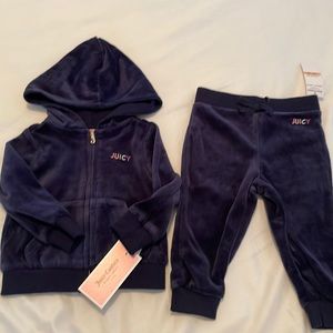 Juicy couture kids blue Velour jumpsuit size 12M new